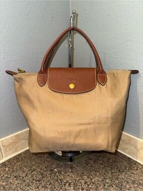 Longchamp Le Pliage Small Top Handle Bag - Beige/Tan
